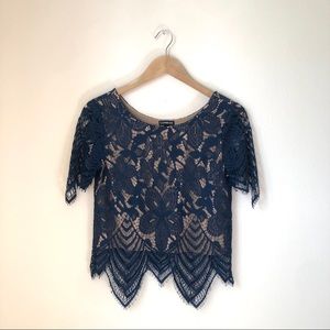 Express Blue Lacy Crop Top